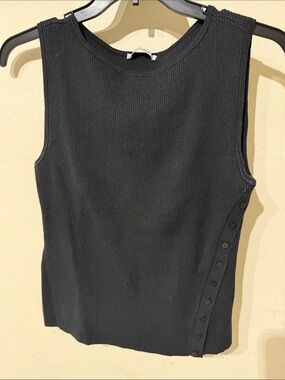 Abercrombie & Fitch Black Ribbed Tank with Side Snap Detail